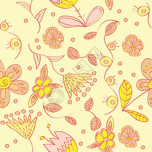 矢量花卉无缝模式花束植物花瓣绘画墙纸艺术品插图口音涂鸦叶子图片