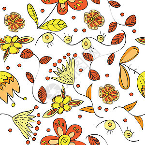 矢量花卉无缝模式艺术艺术品绘画纺织品花瓣叶子插图织物手绘植物图片