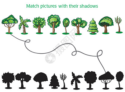 树木和树木的剪影  儿童游戏森林教育涂鸦学校卡通片逻辑棕色绘画孩子们艺术图片