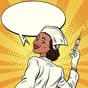携带注射针筒的非裔美国护士接种疫苗图片