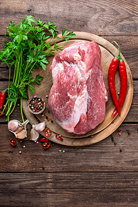 原肉食谱盘子桌子猪肉香料市场烹饪食物脖子营养图片