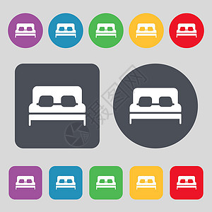 Sofa 图标符号 一组有12色按钮 平面设计 矢量图片