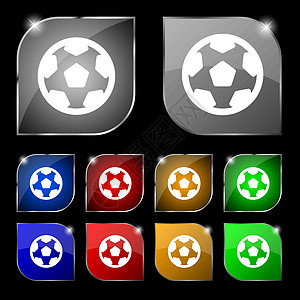足球 足球图标符号 套装有光亮的10个多彩按钮 矢量图片