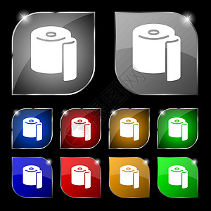 手纸图标符号 套装有色调的10个多彩按钮 矢量图片
