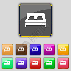 Sofa 图标符号 设置为您网站的11个彩色按钮 矢量图片