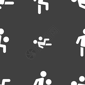 足球运动员图标标志 灰色背景上的无缝模式 韦克托冠军印刷插图游戏锦标赛惩罚团队玩家男性行动图片
