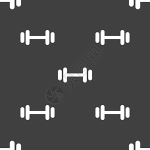 杠铃图标标志 灰色背景上的无缝模式 韦克托抽水运动举重肌肉健身房金属合金插图活动运动员图片