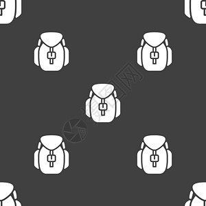 背包图标标志 灰色背景上的无缝模式 韦克托网络白色插图学生教育学校细线黑色旅游行李图片