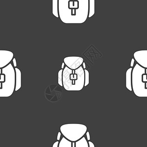 背包图标标志 灰色背景上的无缝模式 韦克托大学细线行李学校书包大纲网络冒险教育插图图片