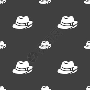 帽子图标标志 灰色背景上的无缝模式 韦克托衣服牛仔按钮烹饪学校学生木板教育插图食物图片