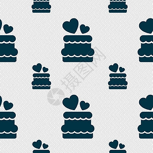 婚礼蛋糕图标标志 具有几何纹理的无缝模式 韦克托标签面包水果蜡烛奶油庆典插图盘子生日饼干图片