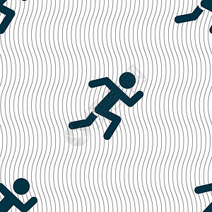 简单的运行人类图标标志 具有几何纹理的无缝模式 韦克托信号跑步训练运动竞赛赛车手胜利短跑插图运动员图片