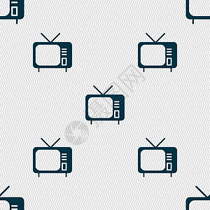 电视图标标志 具有几何纹理的无缝模式 韦克托电影电视机监视器娱乐广播视频播送互联网信号天线图片