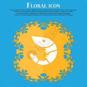 虾 海鲜图标符号 花粉平板设计 以蓝色抽象背景为蓝色背景 并放置文字位置 矢量图片