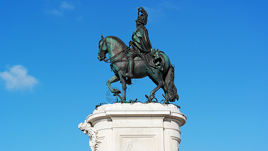 Joseph国王雕像 葡萄牙里斯本商业广场马术观光纪念碑正方形天空蓝色图片