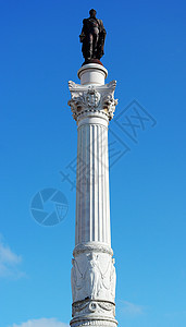 彼得四世国王雕像 罗西奥广场 葡萄牙里斯本地标旅行风格场景街道纪念碑天空城市喷泉景观图片