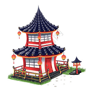 有屋顶砖的日本房子图片