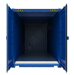 蓝色开放航运集装箱盒子金属血管白色商业贸易仓库贮存运输插图图片