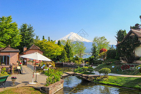 美丽的欧洲花园景点 在日本阳光明日桌子建筑人行道椅子花园石头住宅叶子晴天途径图片