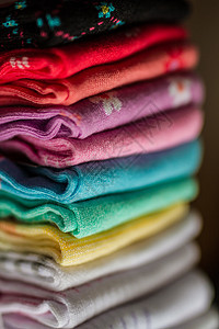 一堆五颜六色的衣服纺织品团体洗衣店店铺零售棉布羊毛服装材料织物图片