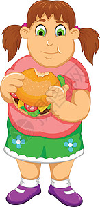 笑笑胖女人吃汉堡的漫画图片
