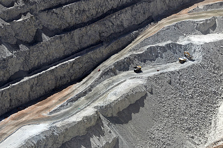 智利 世界最大的露天矿坑铜矿损害挖掘卡车岩石沙漠地球工作材料氧化物技术图片
