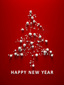 新年圣诞树红色快乐背景图片