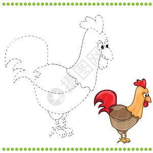 连接点和着色 pag快乐家禽鸡冠绘画翅膀草图尾巴漫画艺术小路图片