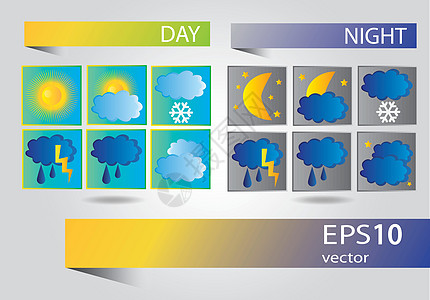 天气图标设计插图月亮雷雨闪电温度计季节温度预报气象学家雪花图片