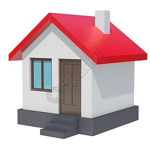 白色背景上有红色屋顶的小房子3d住宅商业销售小屋住房建筑房子渲染大厦图片