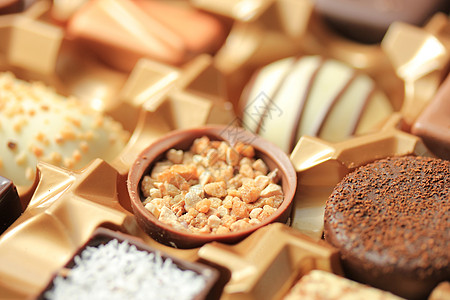 豪华巧克力盒装盒可可奢华棕色团体水果礼物盒甜点收藏装饰白色图片