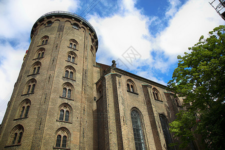 丹麦哥本哈根市中心Rundetaarn Round Tower晴天风格建筑首都城堡观光游客建筑学螺旋街道图片