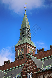 Radhus 丹麦哥本哈根哥本哈根市政厅旅游地标金子中心蓝色正方形阳台建筑学历史城堡图片