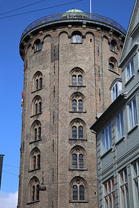 丹麦哥本哈根市中心Rundetaarn Round Tower地标历史旅行街道首都市中心旅游晴天游客城堡图片