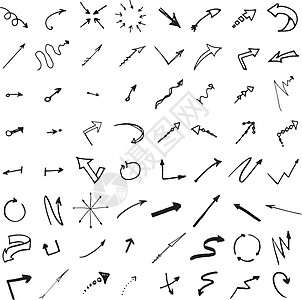 Doodle 墨水 手画指针 箭头和其他符号 矢量图像商业领导者插图射箭笔记文化木板空白市场广告图片