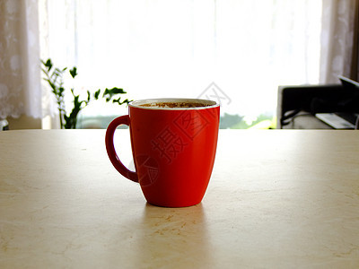 咖啡太阳咖啡店白色乡村食物红色窗户杯子桌子木头图片