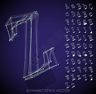 素描字母的矢量插图 手绘 3D 字母艺术正方形阴影字体金属收藏坡度数字英语草图图片