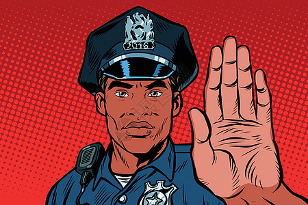 后备警官停止手势公用事业控制警告艺术警察男人保卫男性指挥棒服务图片