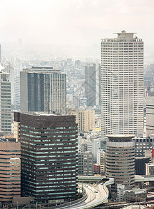 日本大阪市风景市中心旅行游客建筑学景观办公室场景天际地标摩天大楼图片