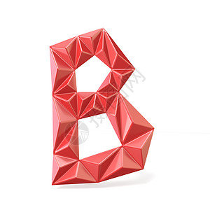 红色现代三角字体字母 B 3几何学测量帽子闪光反射棱镜形式三角形多边形失真图片