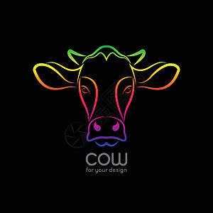 黑底牛头设计的矢量图像 Cow Logo图片
