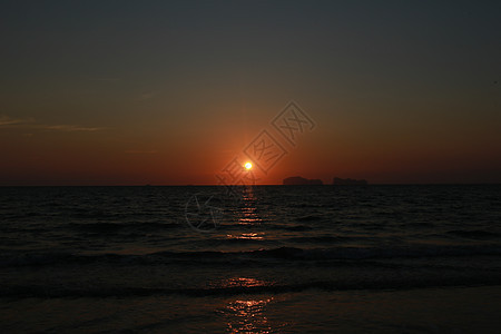 TrangThail的Palian岛Koh Sukoorn岛日落和海滩气候天空海浪太阳地平线天蓝色反射橙子日光天气图片