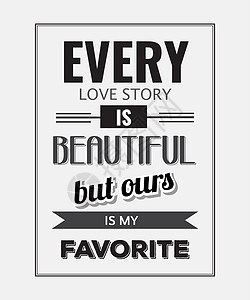 每一个爱情故事都很美 但O和O都是刻字动机书法插图生活横幅艺术海报创造力卡片图片