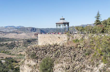 浪漫旅行者观点 朗达 马拉加 西班牙地标村庄历史性吸引力游客假期悬崖城市全景风景图片