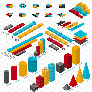 用于您的业务演示的平面 3d 等距分布图标签推介会设计商业统计概念木板信息图表数据图片
