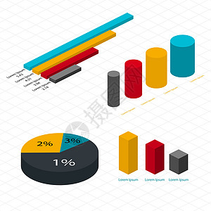 用于您的业务演示的平面 3d 等距分布图推介会信息概念木板设计数据展示板按钮标签统计图片