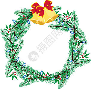 矢量圣诞 wreat边界圆圈庆典玫瑰花园蓝色季节绘画花圈卡片图片