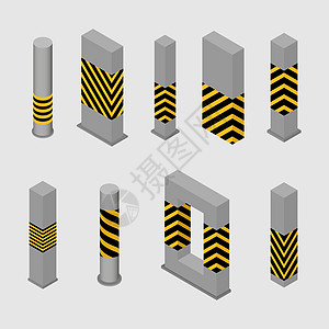 一组混凝土柱和插图网络大理石建筑学坡道材料斑马绘画障碍寺庙艺术图片