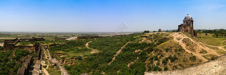 旁遮普巴基斯坦的罗塔斯堡垒全景白色建筑学遗产石头历史性艺术岩石城堡驻军地标图片