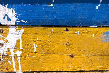 蓝色剥落的油漆纹理薄片衰变腐烂木板白色木头宏观晴天黄色侵蚀图片